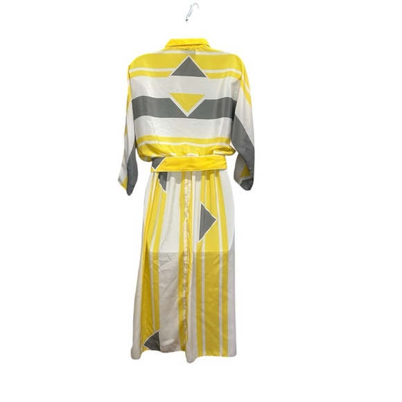 VTG Abstract Stripe Dolman Sleeve Midi Dress Yellow Grey Size 9 - Picture 5 of 9
